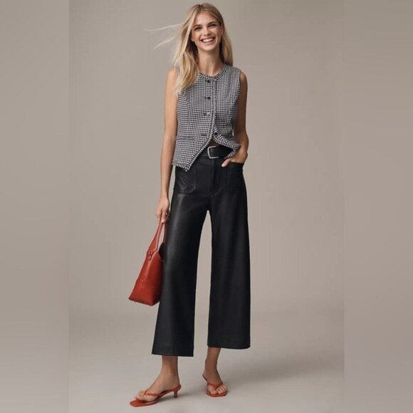 NWT Size 18W - The Colette Faux-Leather Crop Wide-Leg Pants Maeve (NWT US$ 148) - Picture 8 of 16